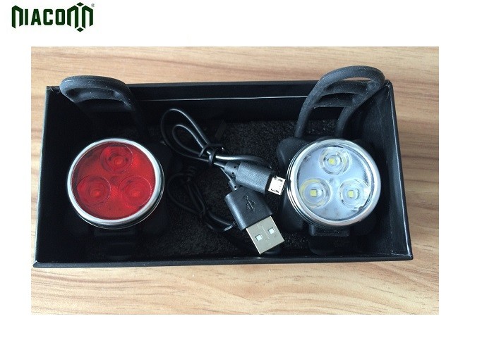 3w Usb Rechargeable Bike Lights , Usb Cycle Lights Aluminum Material